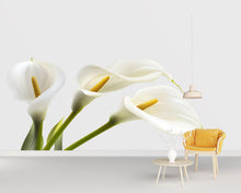 Load image into Gallery viewer, White Calla Lily Wall Decal, Floral Wall Sticker, Botanical Wall Art, Bedroom Decor, Modern Flower Mural, 129gm