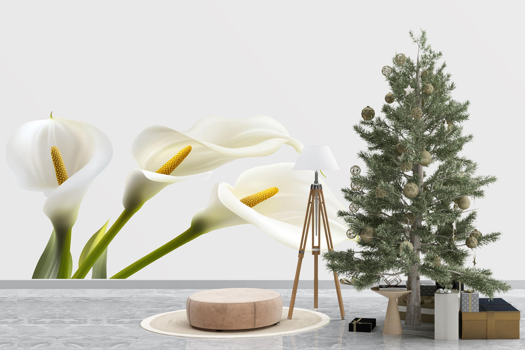 White Calla Lily Wall Decal, Floral Wall Sticker, Botanical Wall Art, Bedroom Decor, Modern Flower Mural, 129gm