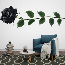 Load image into Gallery viewer, Black Rose Wall Decal, Gothic Flower Sticker, Floral Wall Art, Dark Botanical Decor, Modern Rose Mural, 130gm