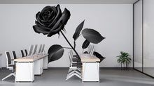 Load image into Gallery viewer, Black Rose Wall Decal, Gothic Rose Sticker, Dark Floral Wall Art, Bedroom Decor, Modern Botanical Mural, 131gm