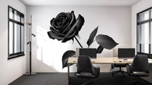 Load image into Gallery viewer, Black Rose Wall Decal, Gothic Rose Sticker, Dark Floral Wall Art, Bedroom Decor, Modern Botanical Mural, 131gm