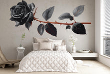 Load image into Gallery viewer, Black Rose Wall Decal, Gothic Floral Sticker, Dark Botanical Wall Art, Office Decor, Modern Rose Mural, 132gm