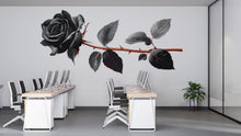 Load image into Gallery viewer, Black Rose Wall Decal, Gothic Floral Sticker, Dark Botanical Wall Art, Office Decor, Modern Rose Mural, 132gm