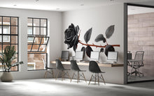 Load image into Gallery viewer, Black Rose Wall Decal, Gothic Floral Sticker, Dark Botanical Wall Art, Office Decor, Modern Rose Mural, 132gm