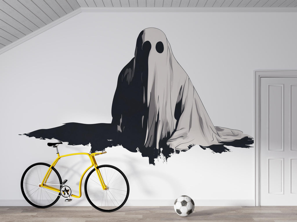 Ghost Wall Decal, Halloween Wall Sticker, Spooky Bedroom Decor, Gothic Wall Art, Modern Horror Mural, 133gm