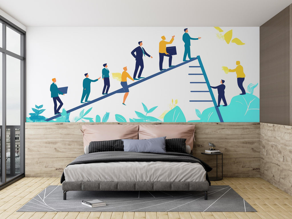 Teamwork Office Wall Decal, Business Growth Sticker, Corporate Wall Art, Leadership Mural, Motivational Office Decor, 135gm