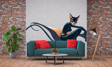 Load image into Gallery viewer, Cat Woman Wall Decal, Superhero Wall Sticker, Comic Wall Art, Girls Room Decor, Modern Hero Mural, 138gm