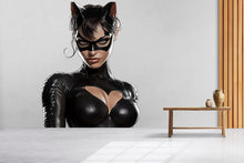 Load image into Gallery viewer, Cat Woman Wall Decal, Superhero Wall Sticker, Glam Wall Art, Modern Bedroom Decor, Comic Style Mural, 139gm