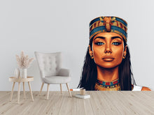 Load image into Gallery viewer, Egyptian Queen Wall Decal, Cleopatra Wall Sticker, Ancient Egypt Wall Art, Bedroom Decor, Goddess Portrait Mural, 142gm