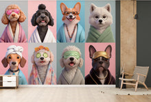 Load image into Gallery viewer, 3D Dog Grooming salon Wallpaper Spa dog Peel and Stick Dog room Wallpaper Nursery Self Adhesive Dog Animal nursery decor Mural