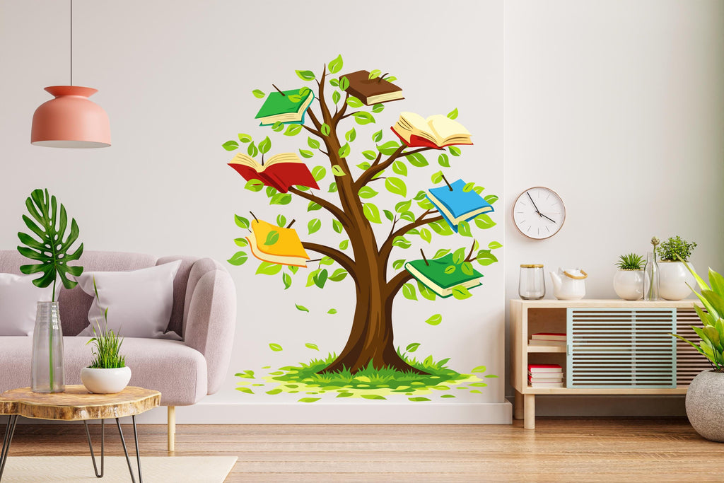 Tree Book Kids Wall Art Decal, Library Wall Decal, Education Decals, Kids Room, Reading room, Nurseries, School, Kids Gifts, Dorm Room 796LU