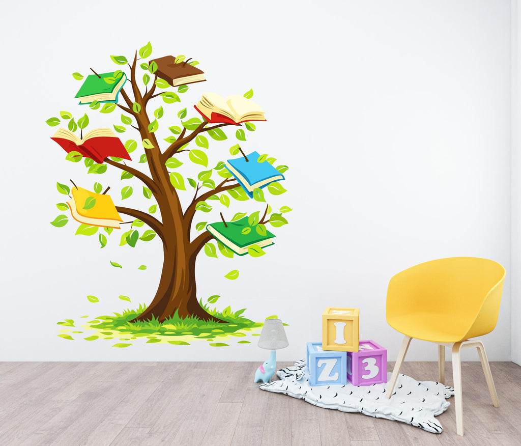 Tree Book Kids Wall Art Decal, Library Wall Decal, Education Decals, Kids Room, Reading room, Nurseries, School, Kids Gifts, Dorm Room 796LU