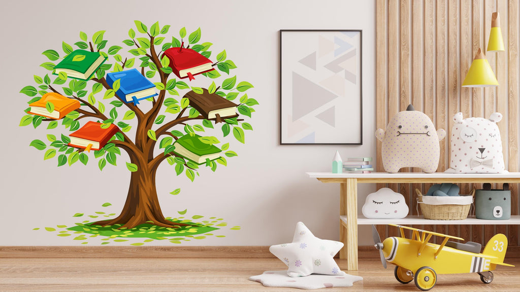 Tree Book Kids Wall Art Decal, Library Wall Decal, Education Decals, Kids Room, Reading room, Nurseries, School, Kids Gifts, Dorm Room 797LU