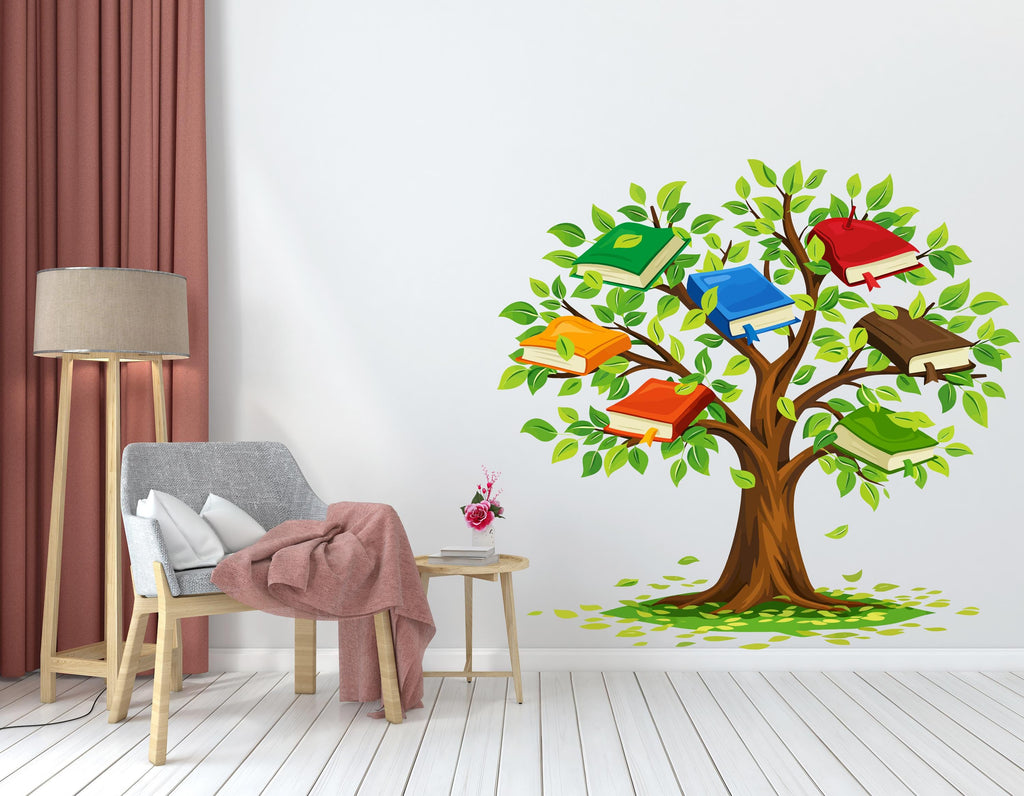 Tree Book Kids Wall Art Decal, Library Wall Decal, Education Decals, Kids Room, Reading room, Nurseries, School, Kids Gifts, Dorm Room 797LU