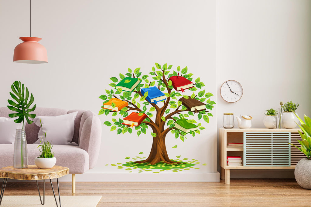 Tree Book Kids Wall Art Decal, Library Wall Decal, Education Decals, Kids Room, Reading room, Nurseries, School, Kids Gifts, Dorm Room 797LU