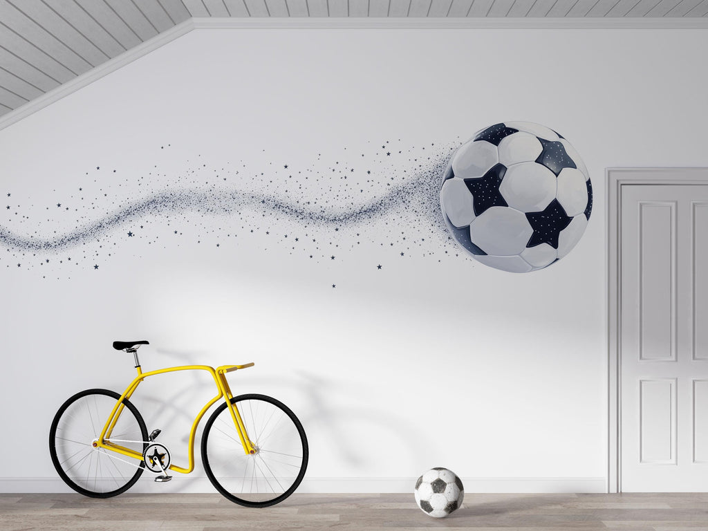 Soccer Ball Wallpaper Boys Soccer Room Wall Decal Football Sports Wall Mural Peel And Stick Wallpaper Kids Bedroom Soccer Decor