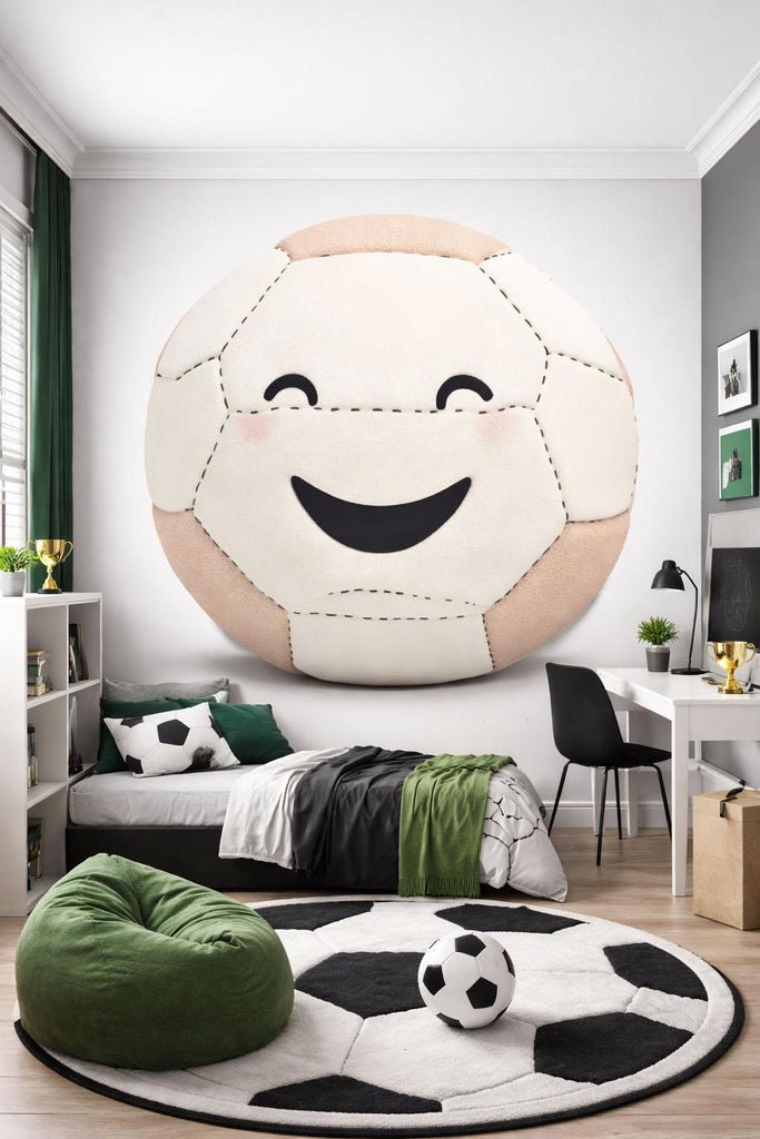 Cute Soccer Ball Wallpaper Kids Soccer Room Wall Decal Football Nursery Wall Mural Peel And Stick Wallpaper Boys Sports Bedroom Decor