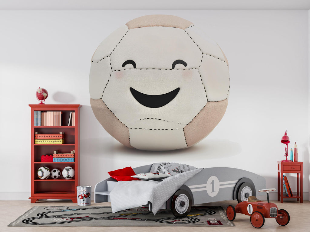 Cute Soccer Ball Wallpaper Kids Soccer Room Wall Decal Football Nursery Wall Mural Peel And Stick Wallpaper Boys Sports Bedroom Decor
