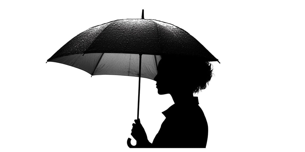 Umbrella Wall Decal, Woman Silhouette Sticker, Rain Wall Art, Black White Wall Decor, Modern Bedroom Sticker, Minimalist Wall Mural, 152gm