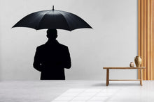 Load image into Gallery viewer, Umbrella Man Decal, Back View Sticker, Silhouette Wall Art, Black Wall Decal, Modern Home Decor, Minimalist Wall Mural, 154gm