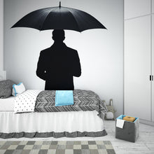 Load image into Gallery viewer, Umbrella Man Decal, Back View Sticker, Silhouette Wall Art, Black Wall Decal, Modern Home Decor, Minimalist Wall Mural, 154gm