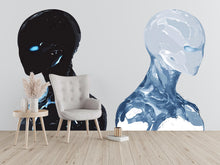 Load image into Gallery viewer, Alien Face Decal Set, Sci Fi Wall Sticker, Futuristic Robot Art, Cyberpunk Wall Decal, Modern Wall Mural, Abstract Space Decor, 155gm