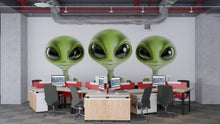 Load image into Gallery viewer, Cute Alien Wall Decal, Kids Room Sticker, Green Alien Wall Art, Space Nursery Decor, UFO Theme Mural, Playroom Wall Decor, 156gm
