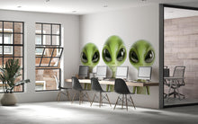 Load image into Gallery viewer, Cute Alien Wall Decal, Kids Room Sticker, Green Alien Wall Art, Space Nursery Decor, UFO Theme Mural, Playroom Wall Decor, 156gm
