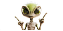 Load image into Gallery viewer, Cute Alien Wall Decal, Kids Room Sticker, Green Alien Wall Art, Space Theme Decor, Playroom Wall Mural, Nursery Wall Decor, 157gm
