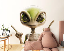 Load image into Gallery viewer, Cute Alien Wall Decal, Kids Room Sticker, Green Alien Wall Art, Space Theme Decor, Playroom Wall Mural, Nursery Wall Decor, 157gm