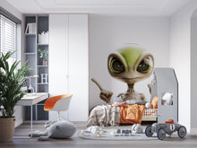 Load image into Gallery viewer, Cute Alien Wall Decal, Kids Room Sticker, Green Alien Wall Art, Space Theme Decor, Playroom Wall Mural, Nursery Wall Decor, 157gm