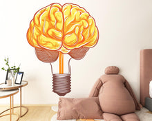 Load image into Gallery viewer, Brain Light Bulb Wall Decal, Science Wall Sticker, Creative Mind Wall Art, Study Room Decor, Classroom Mural, Modern Learning Decor, 163gm