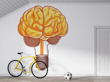 Load image into Gallery viewer, Brain Light Bulb Wall Decal, Science Wall Sticker, Creative Mind Wall Art, Study Room Decor, Classroom Mural, Modern Learning Decor, 163gm