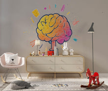 Load image into Gallery viewer, Colorful Brain Light Bulb Wall Decal, Creative Mind Sticker, Kids Room Wall Art, Classroom Decor, Study Room Mural, 164gm