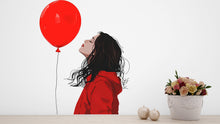 Load image into Gallery viewer, Red Balloon Girl Wall Decal, Modern Woman Sticker, Fashion Wall Art, Minimal Wall Decor, Bedroom Wall Sticker, 165gm