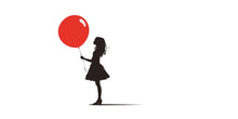 Load image into Gallery viewer, Girl With Red Balloon Wall Decal, Silhouette Wall Sticker, Kids Room Decor, Bedroom Wall Art, Minimal Nursery Decal, 166gm
