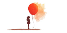 Load image into Gallery viewer, Girl With Red Balloon Wall Decal, Watercolor Wall Sticker, Bedroom Wall Art, Nursery Decor, Minimalist Girl Silhouette, 167gm