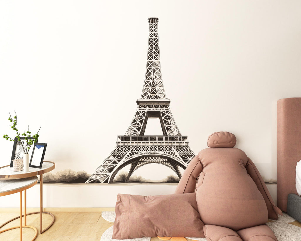 Eiffel Tower Wall Decal, Paris Wall Sticker, French Wall Art, Travel Decor, Bedroom Wall Decal, City Landmark Mural, 170gm