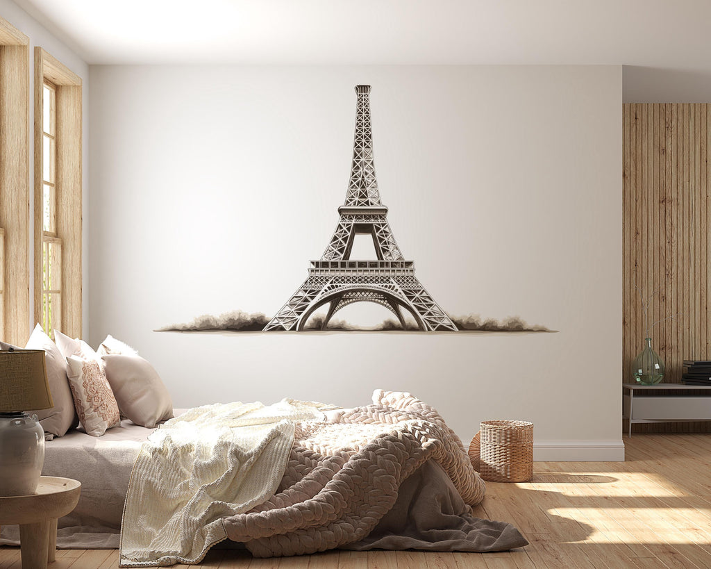 Eiffel Tower Wall Decal, Paris Wall Sticker, French Wall Art, Travel Decor, Bedroom Wall Decal, City Landmark Mural, 170gm