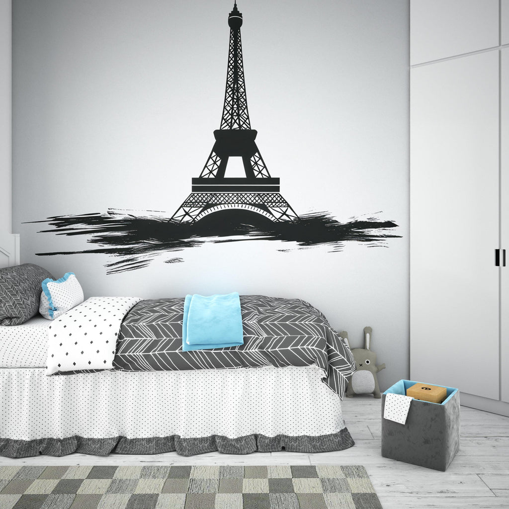 Eiffel Tower Wall Decal, Paris Wall Sticker, Black Tower Wall Art, French Bedroom Decor, Travel Theme Wall Mural, 171gm