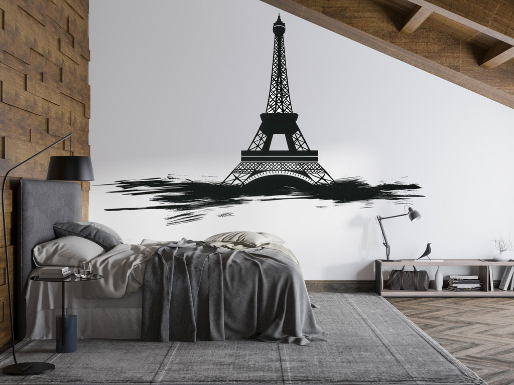 Eiffel Tower Wall Decal, Paris Wall Sticker, Black Tower Wall Art, French Bedroom Decor, Travel Theme Wall Mural, 171gm
