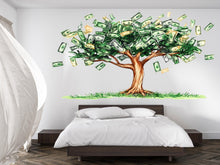 Load image into Gallery viewer, Money Tree Wall Decal, Dollar Bill Tree Sticker, Wealth Wall Art, Office Wall Decor, Finance Mural, Success Room Decor, 174gm