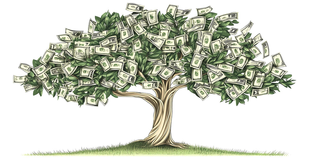 Money Tree Wall Decal, Dollar Bill Tree Sticker, Wealth Wall Art, Office Wall Decor, Business Wall Mural, Success Decor, 175gm