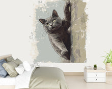 Load image into Gallery viewer, Cat Wall Decal, Peeking Cat Wall Sticker, Cute Animal Wall Art, Kids Room Decor, Nursery Wall Mural, Pet Lover Decor, 183gm
