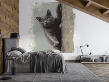 Load image into Gallery viewer, Cat Wall Decal, Peeking Cat Wall Sticker, Cute Animal Wall Art, Kids Room Decor, Nursery Wall Mural, Pet Lover Decor, 183gm