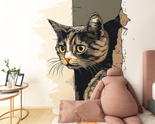 Load image into Gallery viewer, Peeking Cat Wall Decal, Cat Wall Sticker, Cute Kitty Wall Art, Kids Room Decor, Nursery Wall Mural, Pet Lover Gift, 185gm