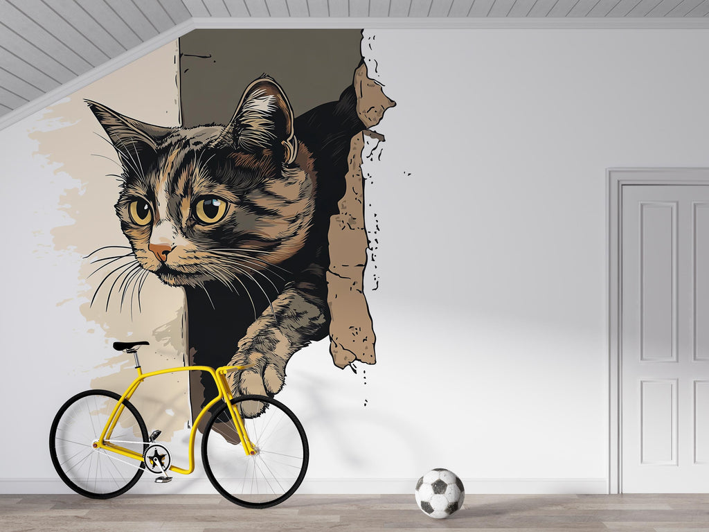 Peeking Cat Wall Decal, Cat Wall Sticker, Cute Kitty Wall Art, Kids Room Decor, Nursery Wall Mural, Pet Lover Gift, 185gm