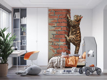 Load image into Gallery viewer, Climbing Cat Wall Decal, Brick Wall Cat Sticker, Cute Kitty Wall Art, Kids Room Decor, Nursery Wall Mural, Pet Lover Gift, 186gm