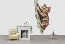 Load image into Gallery viewer, Climbing Cat Wall Decal, Cute Kitty Wall Sticker, Cat Lover Wall Art, Kids Room Decor, Nursery Wall Mural, Pet Decor, 187gm