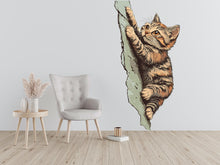 Load image into Gallery viewer, Climbing Cat Wall Decal, Cute Kitty Wall Sticker, Cat Lover Wall Art, Kids Room Decor, Nursery Wall Mural, Pet Decor, 187gm